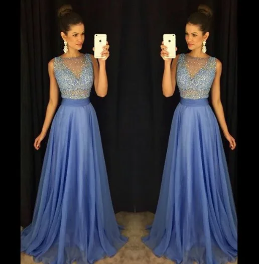 Vestido longo Fashion New Long Prom Dresses 2017 Scoop Sleeveless A-Line Floor Length Beading Chiffon Evening Dresses
Vestido longo Fashion New Long Prom Dresses 2017 Scoop Sleeveless A-Line Floor Length Beading Chiffon Evening Dresses