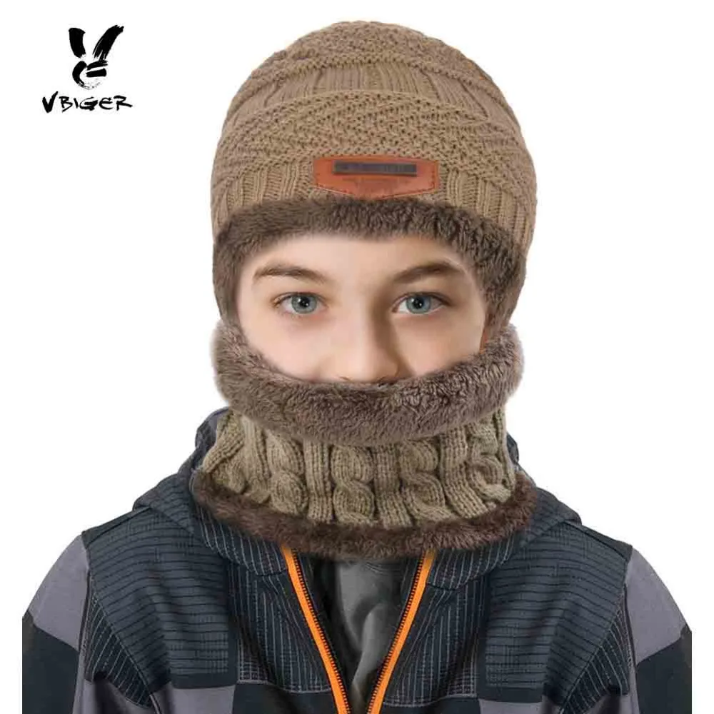 Vbiger 2 шт. Детские зимние штаны теплая вязаная шапка детская Кепки Skullies шапочки