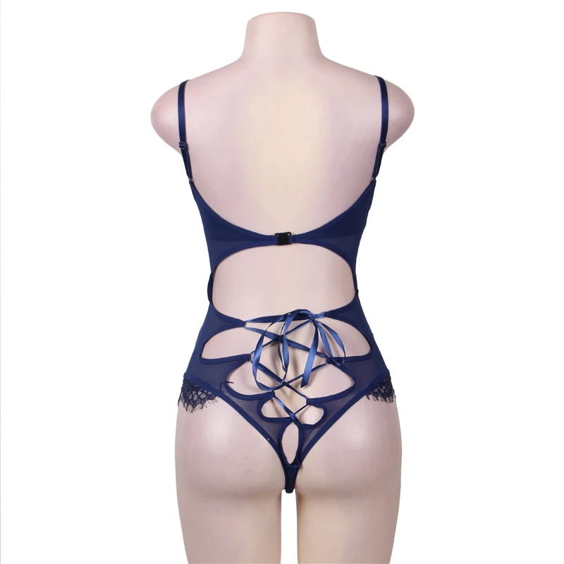 Dark blue special design soft lace sexy-rompers hollow out bandage female bodysuit big size 5XL sheer mesh jumpsuit sexy RW80327
Dark blue special design soft lace sexy-rompers hollow out bandage female bodysuit big size 5XL sheer mesh jumpsuit sexy RW80327