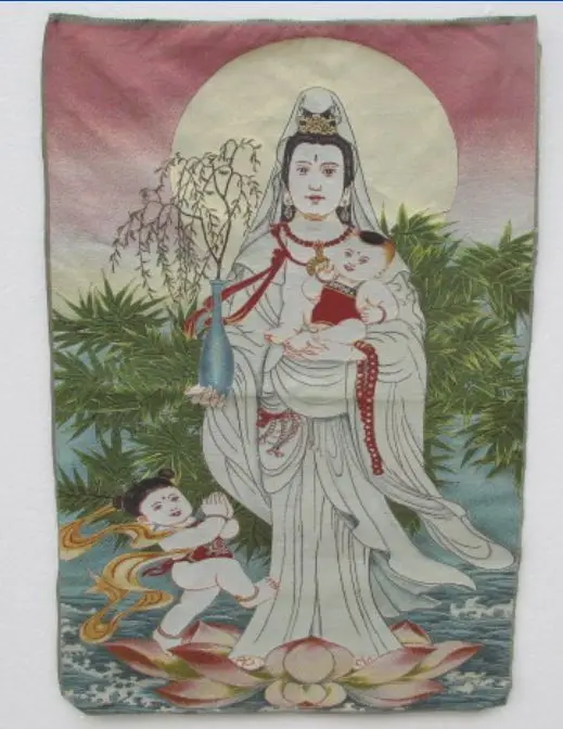 Golden silk embroidery thangka SongZi guanyin bodhisattva in Tibet and Nepal
Golden silk embroidery thangka SongZi guanyin bodhisattva in Tibet and Nepal