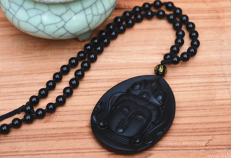 Black Obsidian Stone Pendant Carved Guanyin Bodhisattva Guanyin Head Pendant Necklace Men Jades Jewelry Free Chain 
Black Obsidian Stone Pendant Carved Guanyin Bodhisattva Guanyin Head Pendant Necklace Men Jades Jewelry Free Chain