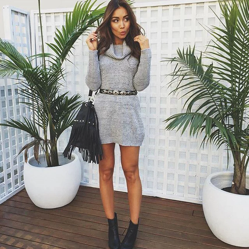 Plus Size 2018 Autumn Women Dress Long Sleeve Turtleneck Knitted Pullover Casual Long Solid Women Sweater Dress High Quality M43
Plus Size 2018 Autumn Women Dress Long Sleeve Turtleneck Knitted Pullover Casual Long Solid Women Sweater Dress High Quality M43