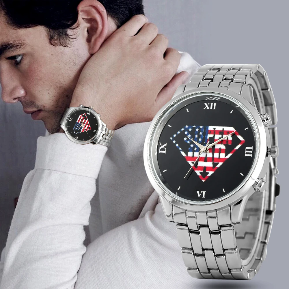 Classic Silver Alloy Band Strap Dial Watch for Gentleman Unique Super Dad Pattern Casual Quartz Analog Watches Gift for Boy
Classic Silver Alloy Band Strap Dial Watch for Gentleman Unique Super Dad Pattern Casual Quartz Analog Watches Gift for Boy