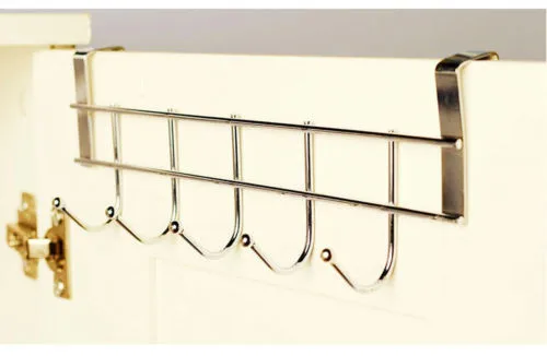5 Hooks Stainless Steel Clothes Door Rack Bathroom Kitchen bedroom Towel Hanger hanging Loop Organizer | Дом и сад