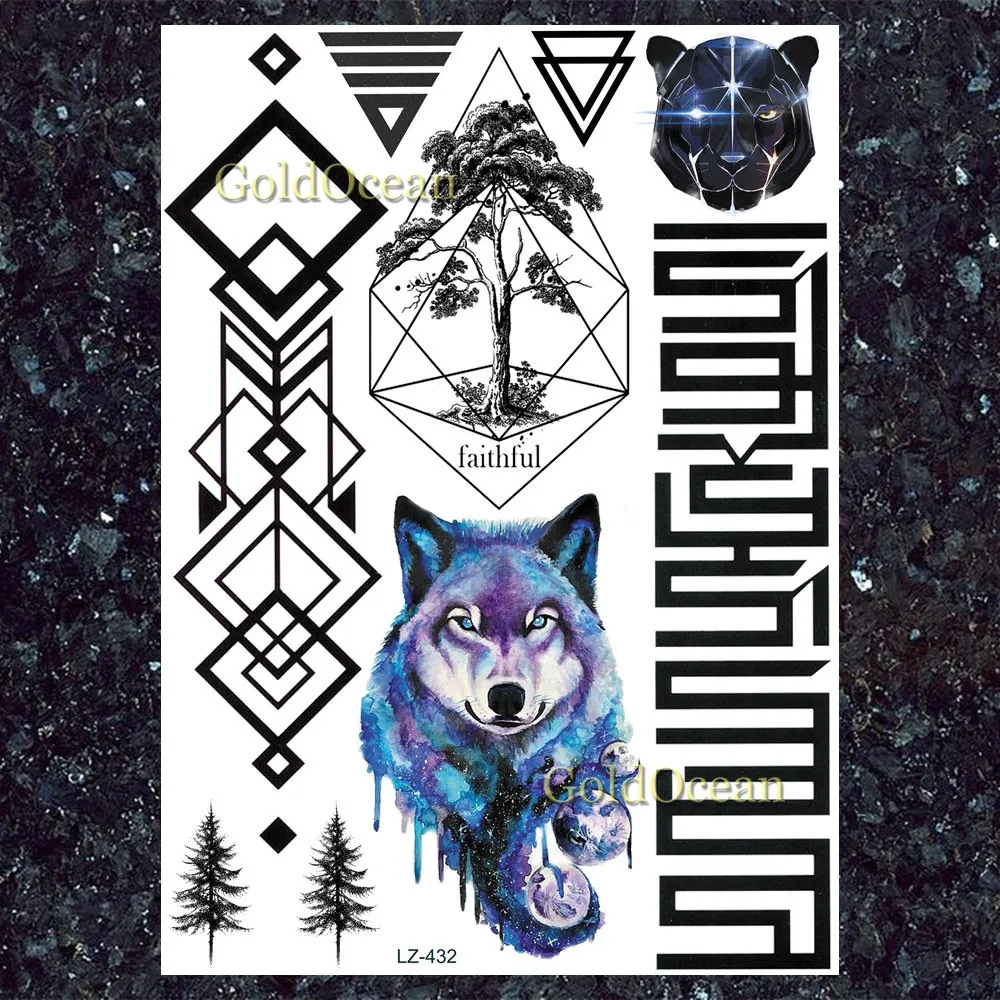 

GoldOcean Flash Fox Fake Waterproof Black Wolf Fake Tattoos Stickers Men Fashion Arm Tatto Temporary Women Chest Makeup Tattoo