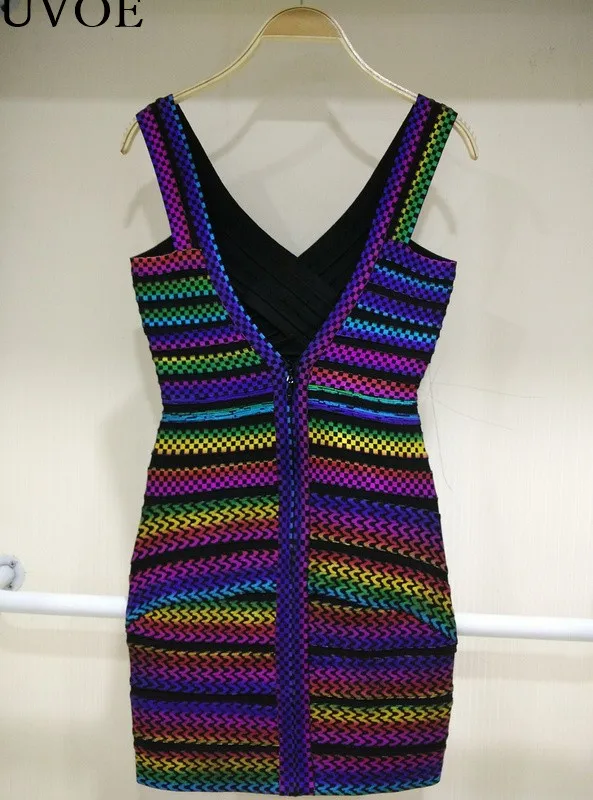 New Spring Rainbow Bandage Dresses Women Deep V-neck Sleeveless Mini Sexy Style Celebrity Pary Dress Cocktail Club Dress
New Spring Rainbow Bandage Dresses Women Deep V-neck Sleeveless Mini Sexy Style Celebrity Pary Dress Cocktail Club Dress