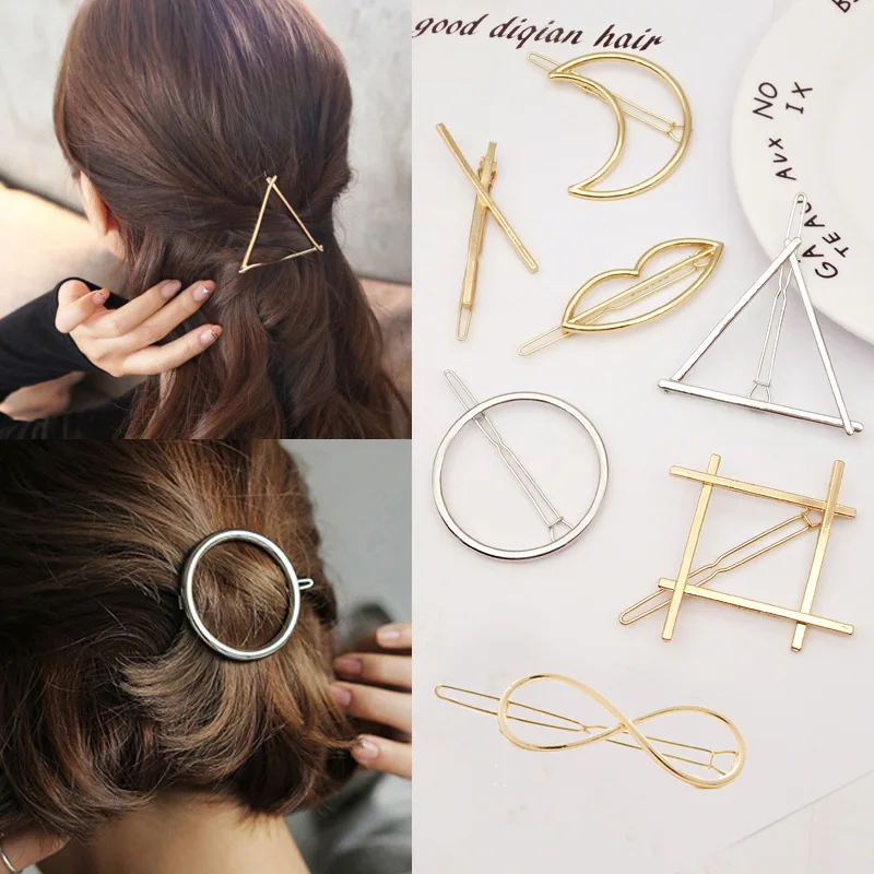 Модные металлические геометрический заколки для волос аксессуары элегантные