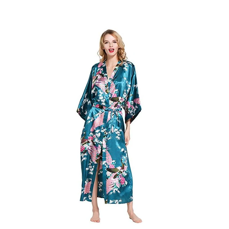 Green Sexy Chinese Women's Kimono Robe Long Robes With Peacock and Blossoms Printed Nightgowns Kimono Bath Gown Sleepwear D128
Green Sexy Chinese Women's Kimono Robe Long Robes With Peacock and Blossoms Printed Nightgowns Kimono Bath Gown Sleepwear D128