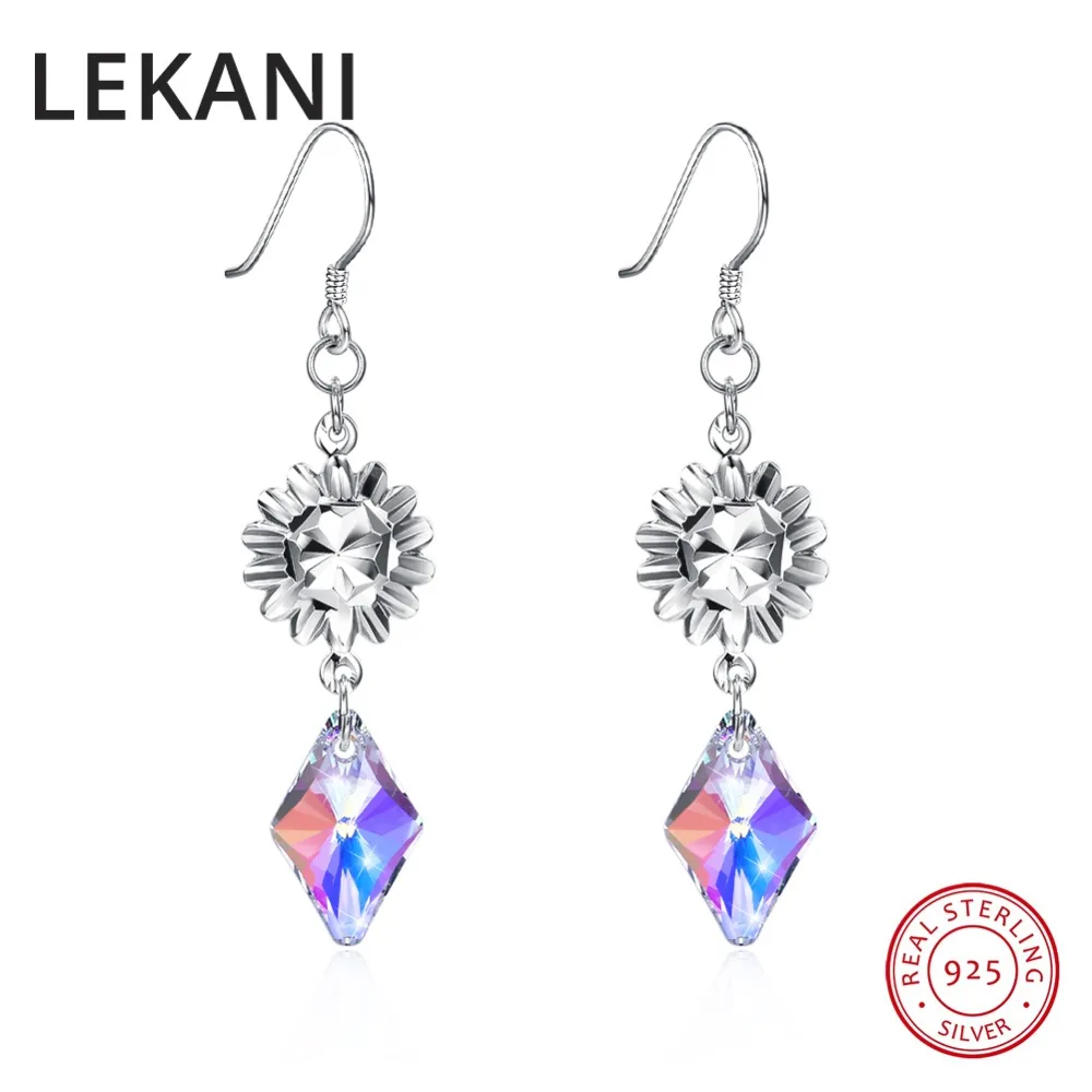 LEKANI оригинальные кристаллы от SWAROVSKI красочные бусы висячие серьги S925 Серебряные