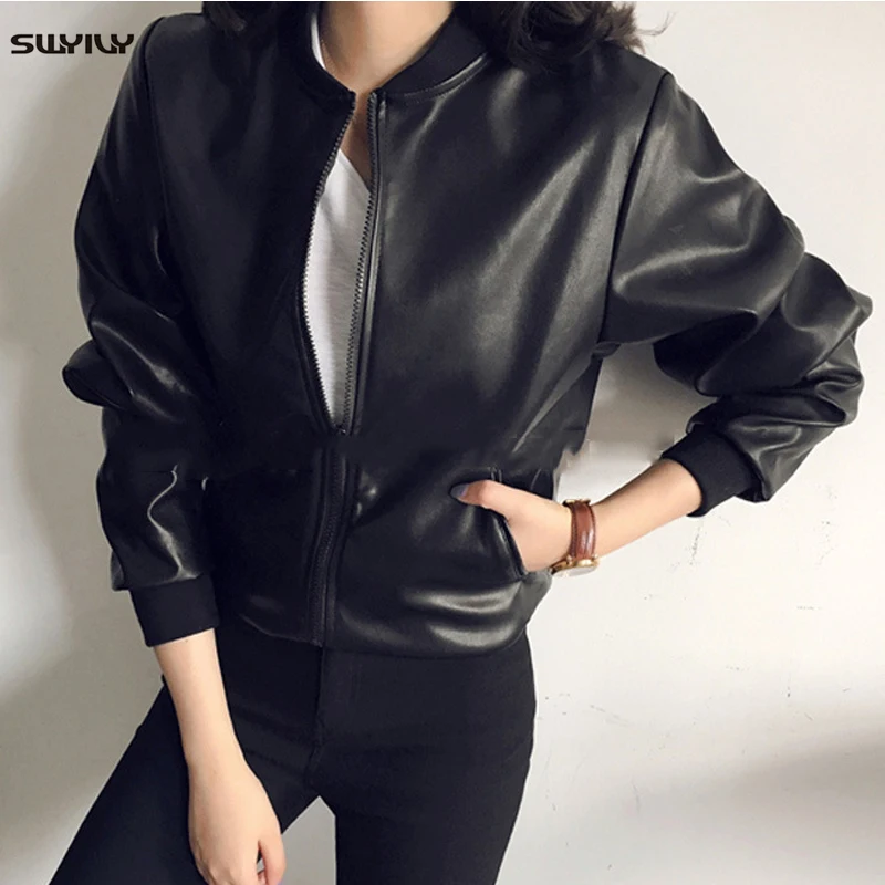 Куртка SWYIVY из искусственной кожи, Женская авиаторская куртка, пальто, новинка весны 2019, женское короткое пальто, кожаные черные куртки одног...
Куртка SWYIVY из искусственной кожи, Женская авиаторская куртка, пальто, новинка весны 2019, женское короткое пальто, кожаные черные куртки одног...