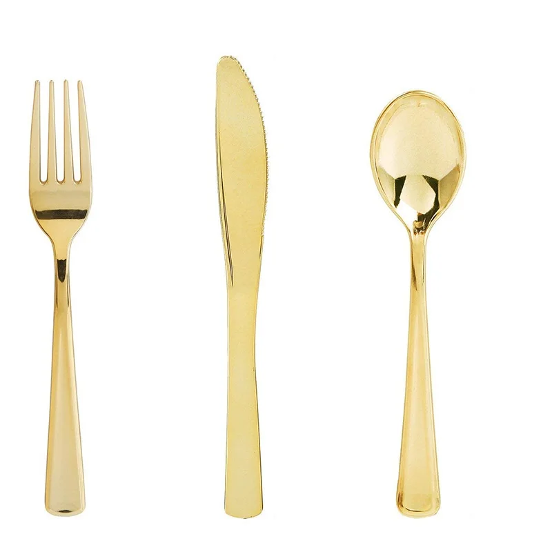 Disposable Plastic Tableware Luxury Style Utensils Wedding Party Cutlery Set Bronze Golden Spoon Fork Knife Dinnerware Sets
Disposable Plastic Tableware Luxury Style Utensils Wedding Party Cutlery Set Bronze Golden Spoon Fork Knife Dinnerware Sets