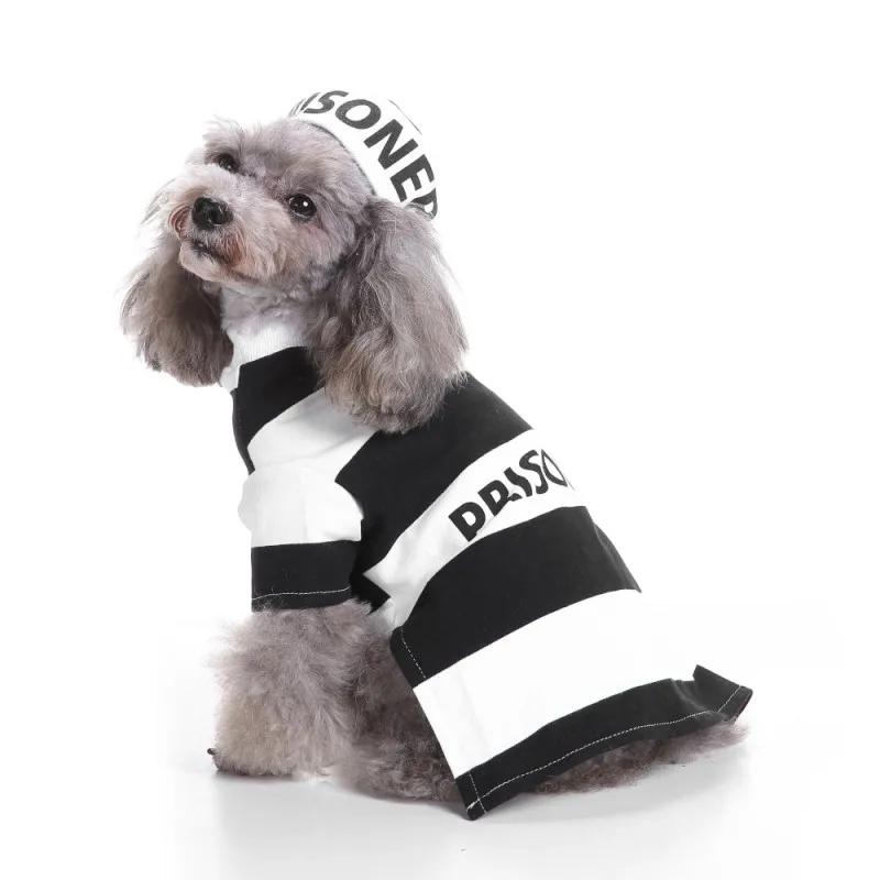 Хеллоуин Одежда для собак тюрьма Pooch костюм собаки с шляпой Калифорнийский