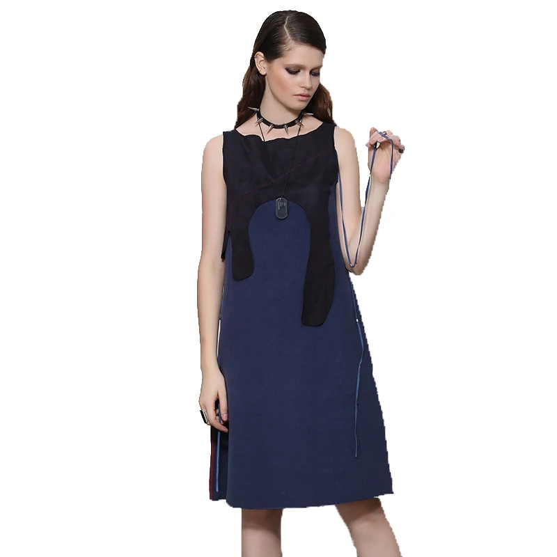 Steam Punk Women's Dresses Blue Red 2 Tone Patchwork Short Dress O-Neck Sleeveless Straight Dress Summer
Steam Punk Women's Dresses Blue Red 2 Tone Patchwork Short Dress O-Neck Sleeveless Straight Dress Summer