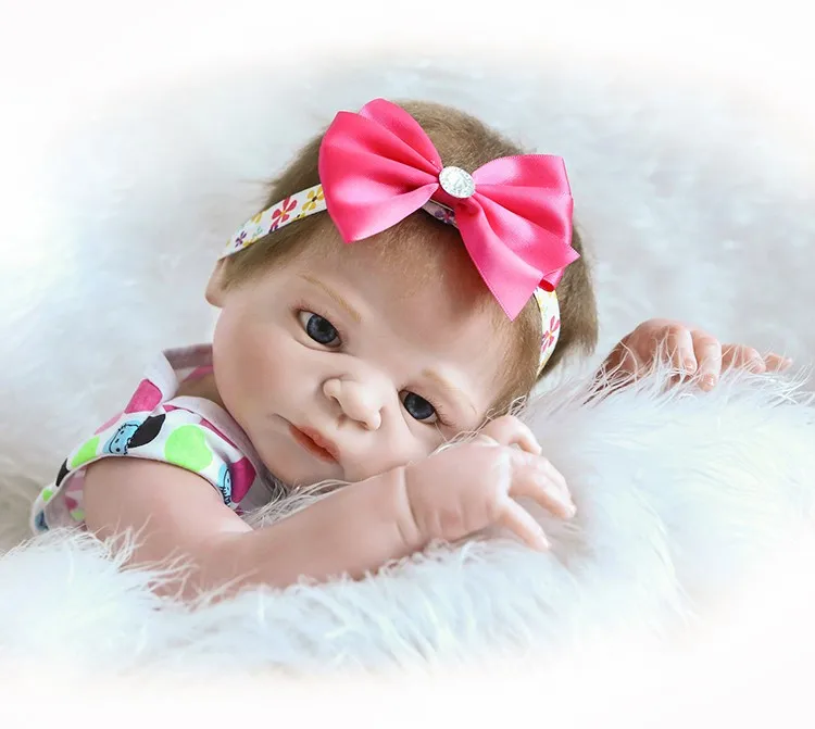 NPK Boneca Reborn 19 дюймов 46 см полный силиконовый винил тела куклы для малышей