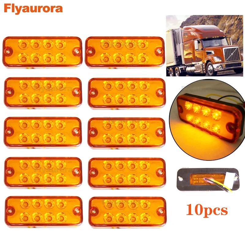 Flyaurora 10 шт 12v 8 светодиодный желтый Грузовой автомобиль Прицеп грузовик боковой