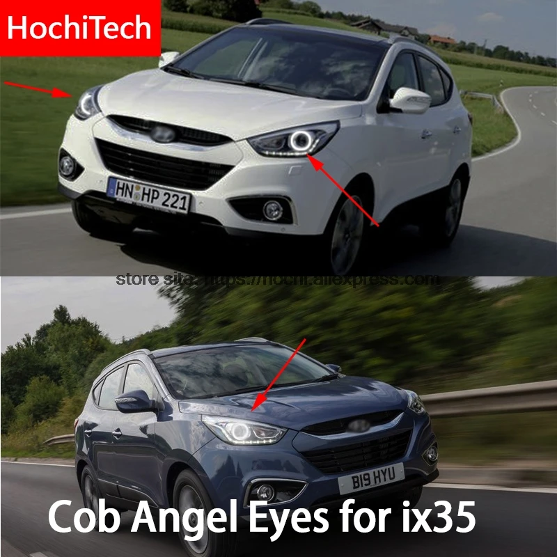 Для Hyundai ix35 2010 2011 2012 COB светодиодный дневной свет белый ореол Cob Led Angel Eyes