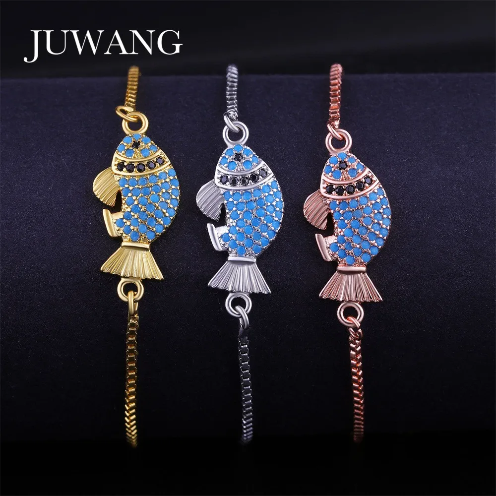 JUWANG Brand Blue Sea Fish for Women AAA Cubic Zirconia Crystal Gold Color Chain Charm Bracelet Fashion Jewelry Gift Wholesale
JUWANG Brand Blue Sea Fish for Women AAA Cubic Zirconia Crystal Gold Color Chain Charm Bracelet Fashion Jewelry Gift Wholesale