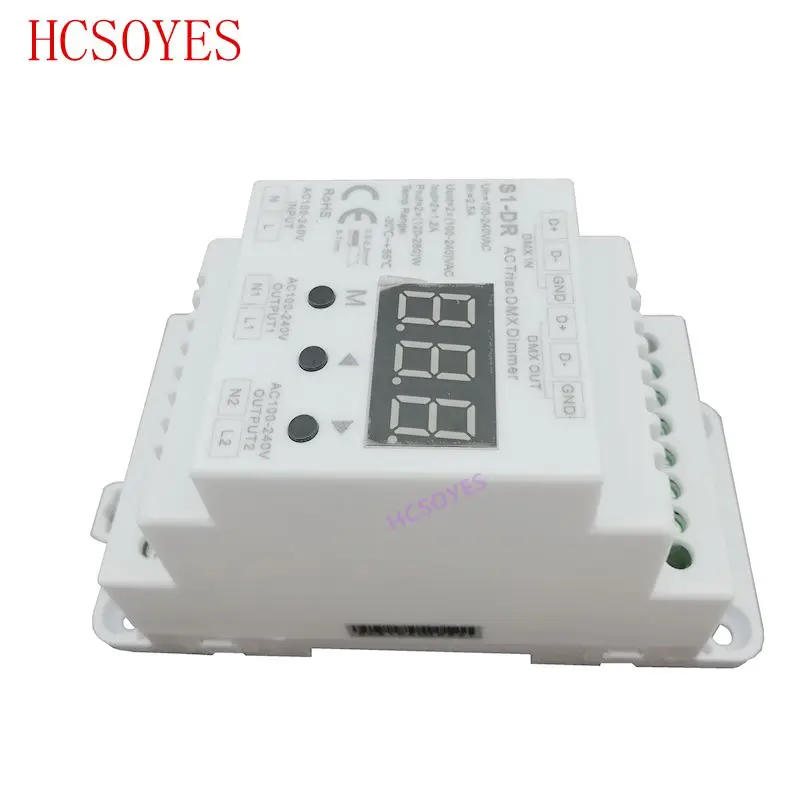 DIN rail AC100-240V 288W 2 Channel Triac DMX Dimmer, Dual channel output Silicon DMX 512 controller S1-DR
DIN rail AC100-240V 288W 2 Channel Triac DMX Dimmer, Dual channel output Silicon DMX 512 controller S1-DR