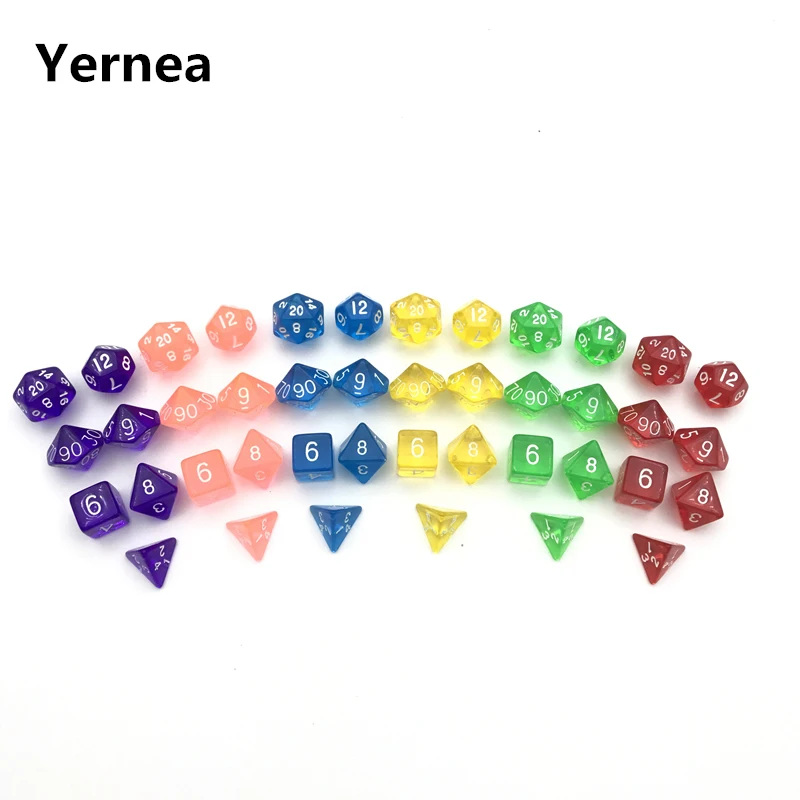 New 7Pcs Set High-quality Multiaspect Dice Multi Color Transparent Acrylic Dice D4 D6 D8 D10 D10% D12 D20 RPG Dice
New 7Pcs Set High-quality Multiaspect Dice Multi Color Transparent Acrylic Dice D4 D6 D8 D10 D10% D12 D20 RPG Dice