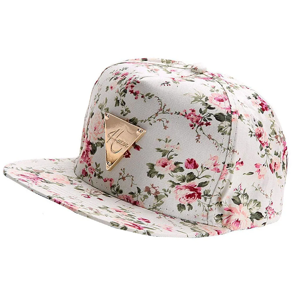 ABWE цветы Snapback шляпа хип-хоп плоские экраны Бейсболка Регулируемый размер белый