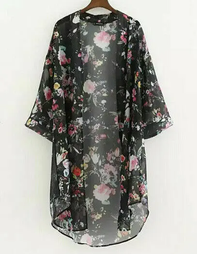 Women Tops Chiffon Kimono Summer Long Casual Blouses Long Cardigan Sunscreen