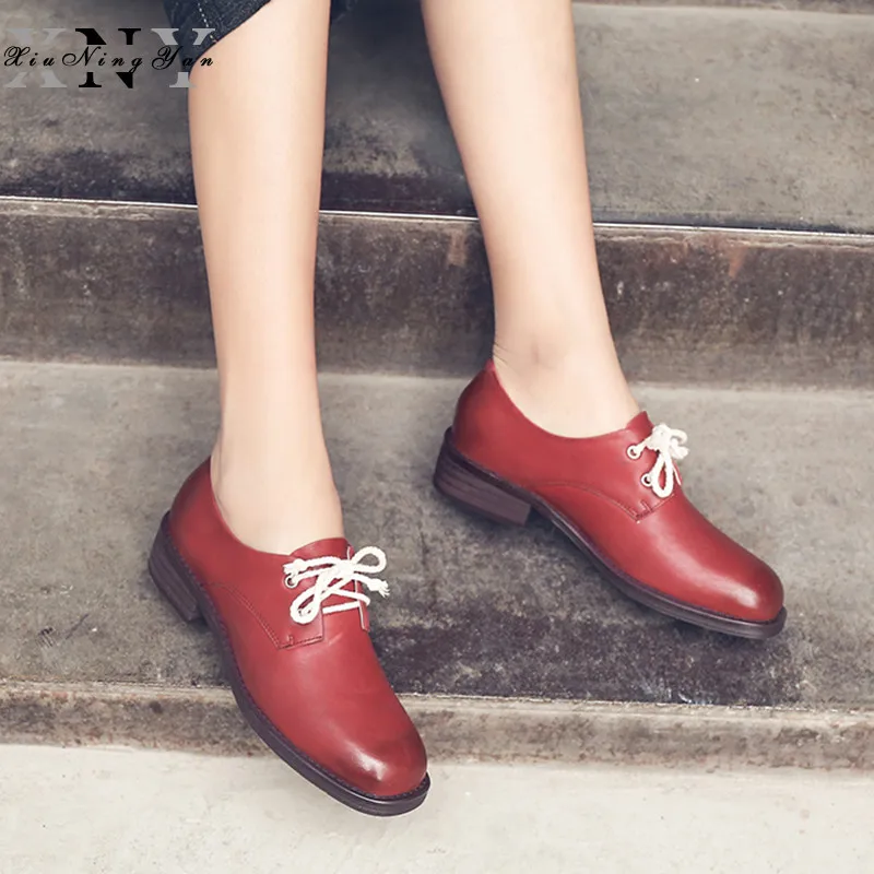 Xiuningyan Retro Oxford Shoes for Women Square Toe Genuine Leather Lace Up Oxfords Flats Shoes Woman Fashion Derby Shoes Woman
Xiuningyan Retro Oxford Shoes for Women Square Toe Genuine Leather Lace Up Oxfords Flats Shoes Woman Fashion Derby Shoes Woman