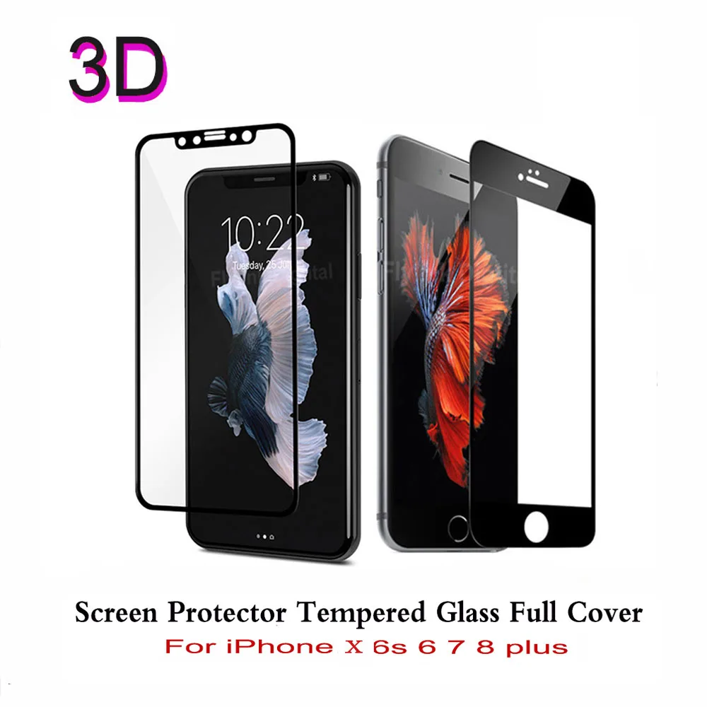 3D изогнутый край Полное покрытие Защита экрана для iPhone 6 S 7 X Закаленное стекло s 8