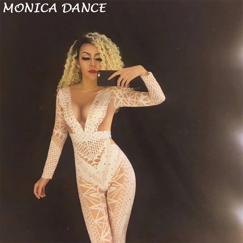 Sexy White Black Jumpsuit Costume One-piece Nightclub Dance Group Dance Outfit Party Wear Singer Stage Performance Clothing
Sexy White Black Jumpsuit Costume One-piece Nightclub Dance Group Dance Outfit Party Wear Singer Stage Performance Clothing