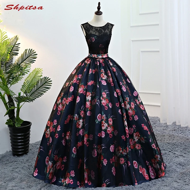 Платья Quinceanera с цветами 16 платьев платье для бала маскарада платья цветочным