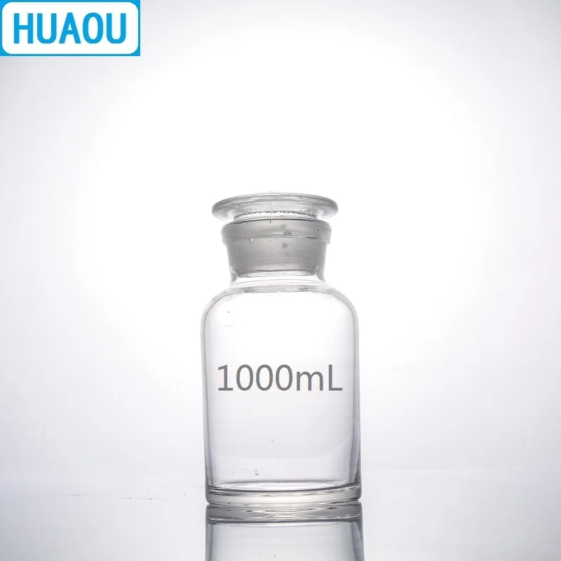 HUAOU 1000 мл реагент с широким горлышком бутылка 1Л прозрачное стекло заземлением в