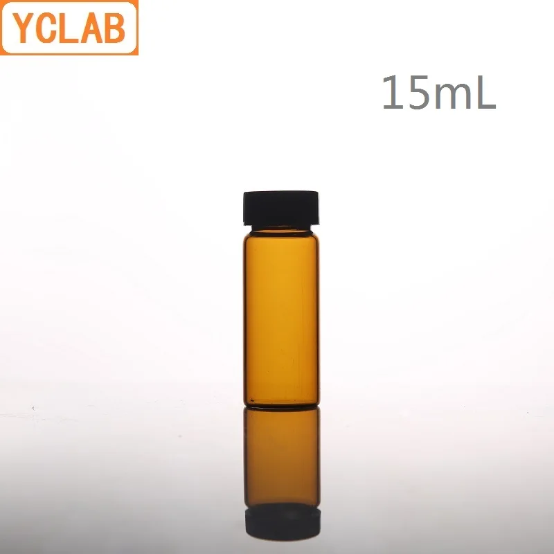 Стеклянная бутылка для образцов YCLAB 15 мл коричневый Янтарный винт с пластиковой
