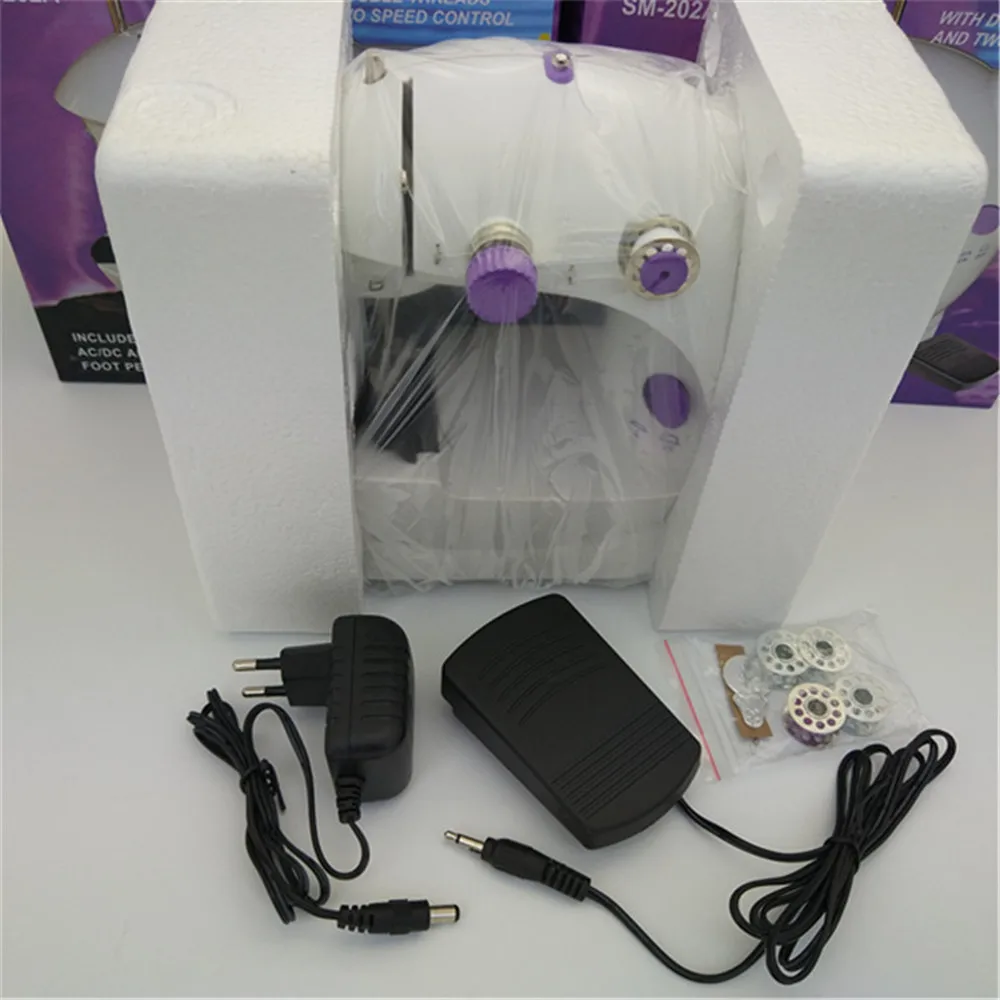 Mini Electric Handheld Sewing Machine Dual Speed Adjustment with Light Foot AC100-240V Double Threads Pendal | Дом и сад