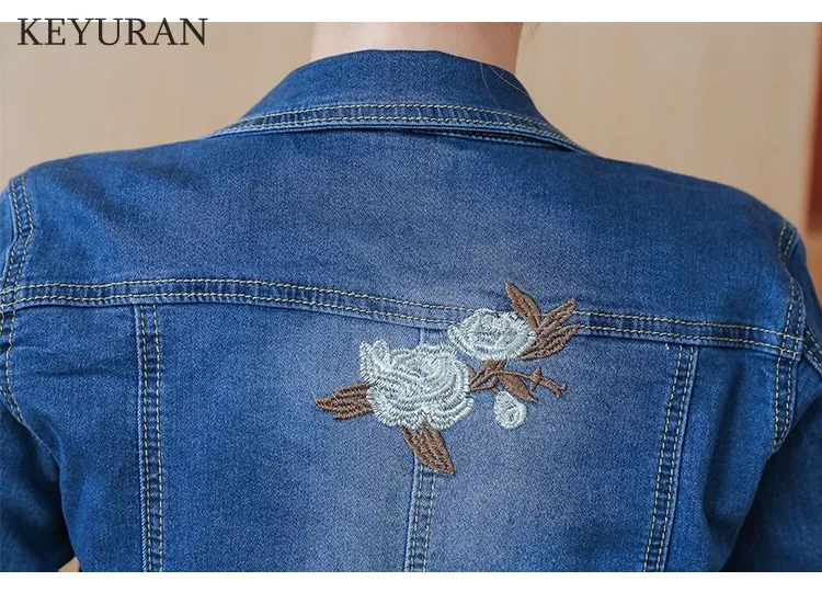 Новинка осени 2021 женская джинсовая куртка с цветочной вышивкой Дамская короткая