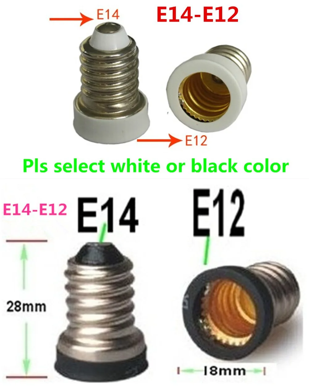 20PCS,E14 TO E12 adapter Conversion socket High quality material fireproof material E14 TO E12 socket adapter Lamp holder
20PCS,E14 TO E12 adapter Conversion socket High quality material fireproof material E14 TO E12 socket adapter Lamp holder