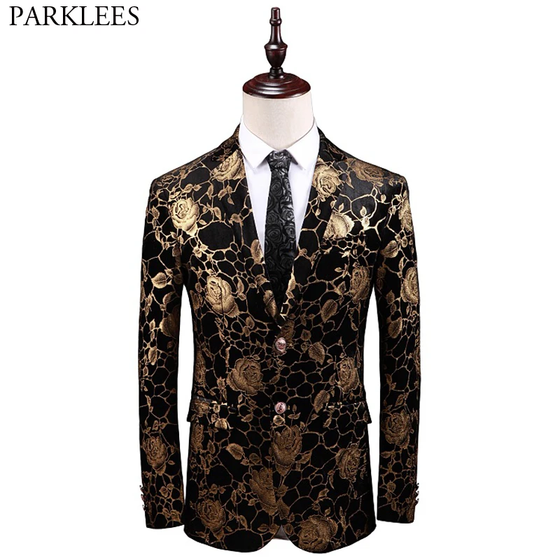 Mens Gold Rose Floral Bronzing Velvet Dress Blazers 2019 Brand New Slim Fit Notched Lapel Suit Blazer for Wedding Party Prom 5XL
Mens Gold Rose Floral Bronzing Velvet Dress Blazers 2019 Brand New Slim Fit Notched Lapel Suit Blazer for Wedding Party Prom 5XL