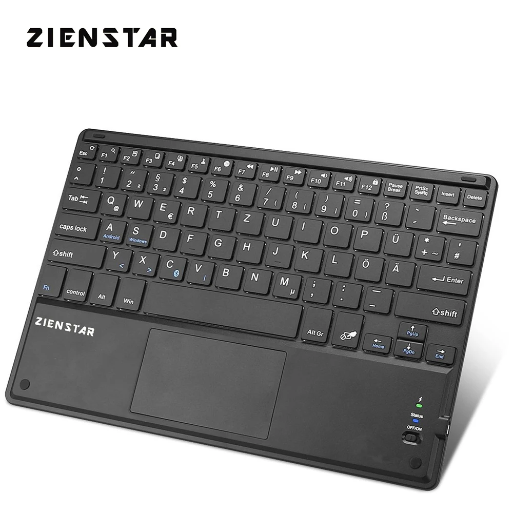 

Zienstar 10 Inch Wireless Bluetooth Keyboard With Touchpad QWERTZ Deutsch Letter For Ipad PC Computer Samsung Tab Tablet
