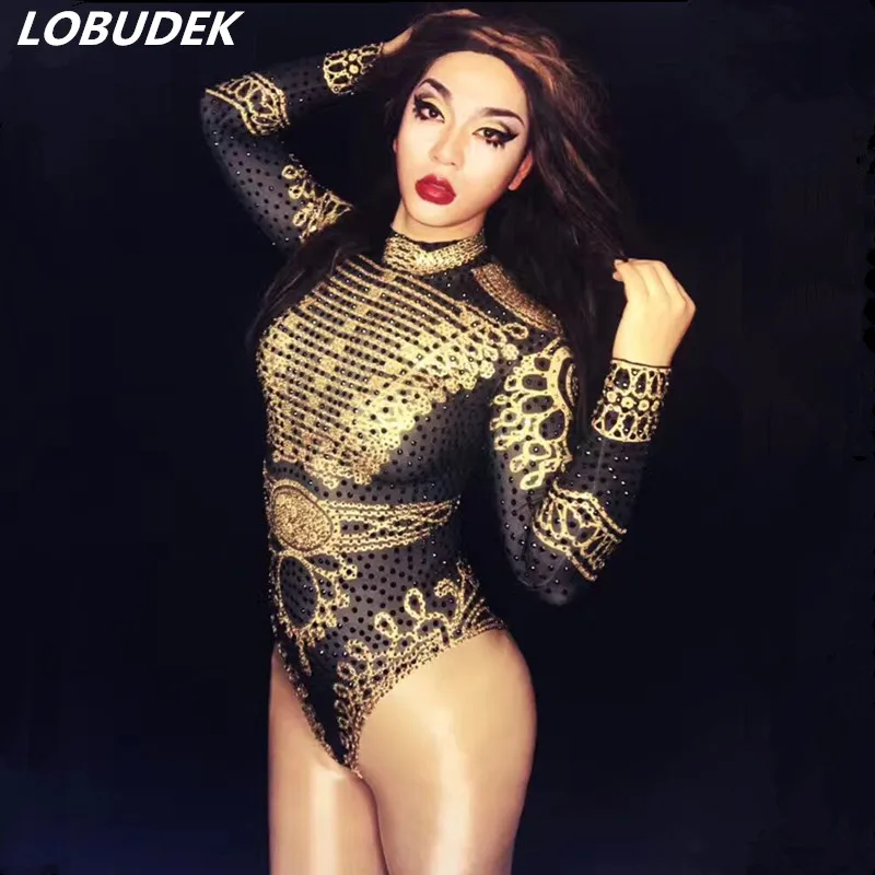 Black gold Crystals sexy female costume Bodysuit singer DS DJ Rock performance Nightclub Show pole dancing Stage wear Party show
Black gold Crystals sexy female costume Bodysuit singer DS DJ Rock performance Nightclub Show pole dancing Stage wear Party show