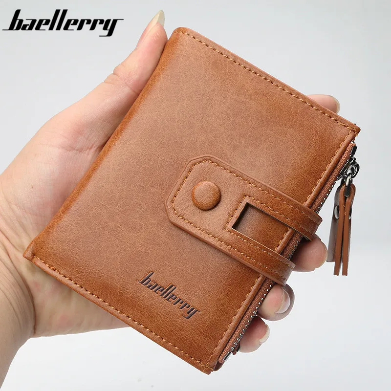 Фото Baellerry кожаный мужской кошелек модный короткий с карманом для монет винтажные
