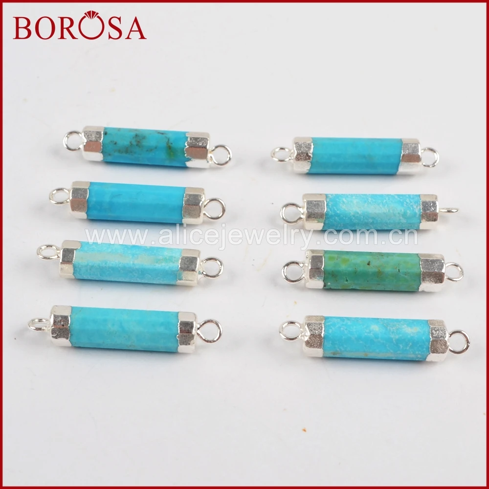 BOROSA 5pcs Silver Color 100% Natural Blue Stone Point Faceted Connector Double Bails for DIY Bracelet Jewelry for Women G1336
BOROSA 5pcs Silver Color 100% Natural Blue Stone Point Faceted Connector Double Bails for DIY Bracelet Jewelry for Women G1336