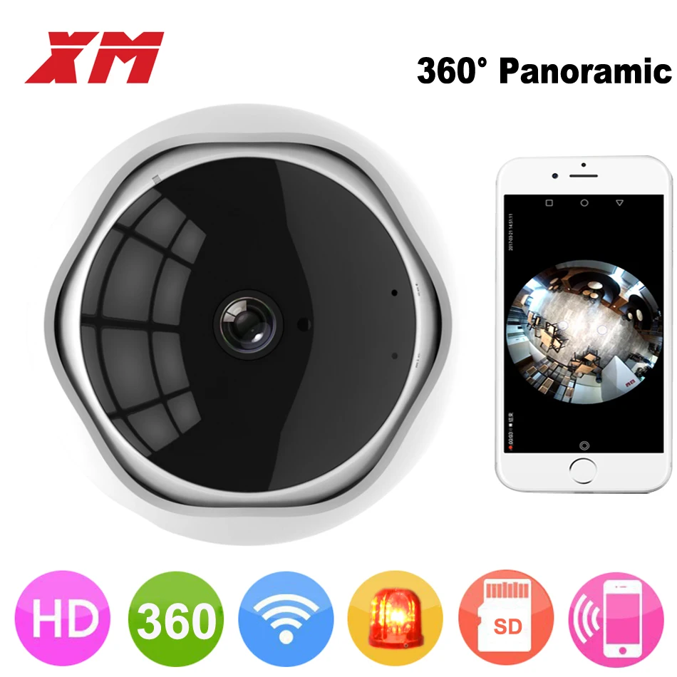 Панорамная камера XM 360 градусов 1080P IP многоцелевая Wi Fi ночное виденье