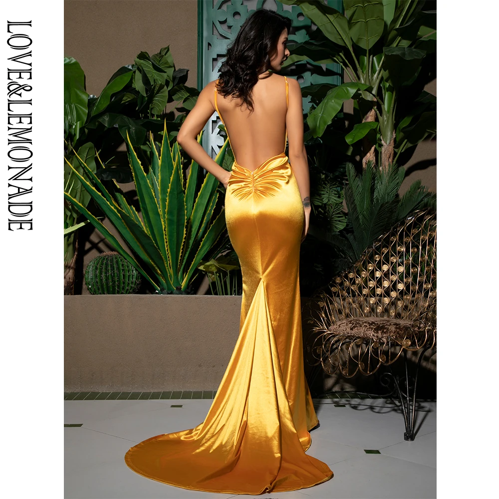LOVE&LEMONADE Sexy Deep V-Neck Yellow Cut Out Sling Open Back Bodycon Long Dress LM81222-1
LOVE&LEMONADE Sexy Deep V-Neck Yellow Cut Out Sling Open Back Bodycon Long Dress LM81222-1