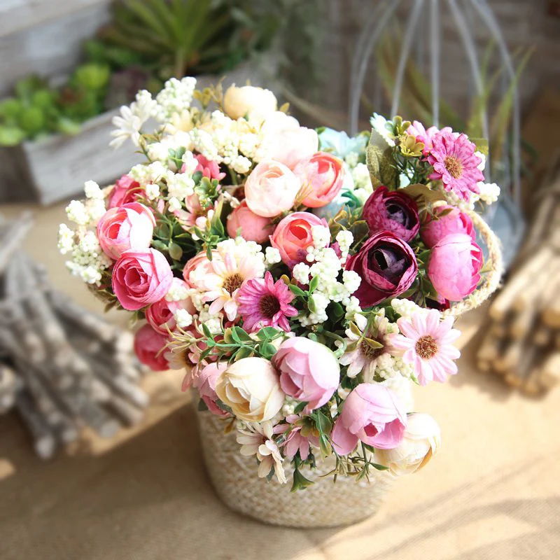 2 bundles Silk Artificial Peony Flowers Small Tea Rose Mini Bouquet Fleur Floral Home Wedding Desktop Decoration Fake Flower
2 bundles Silk Artificial Peony Flowers Small Tea Rose Mini Bouquet Fleur Floral Home Wedding Desktop Decoration Fake Flower