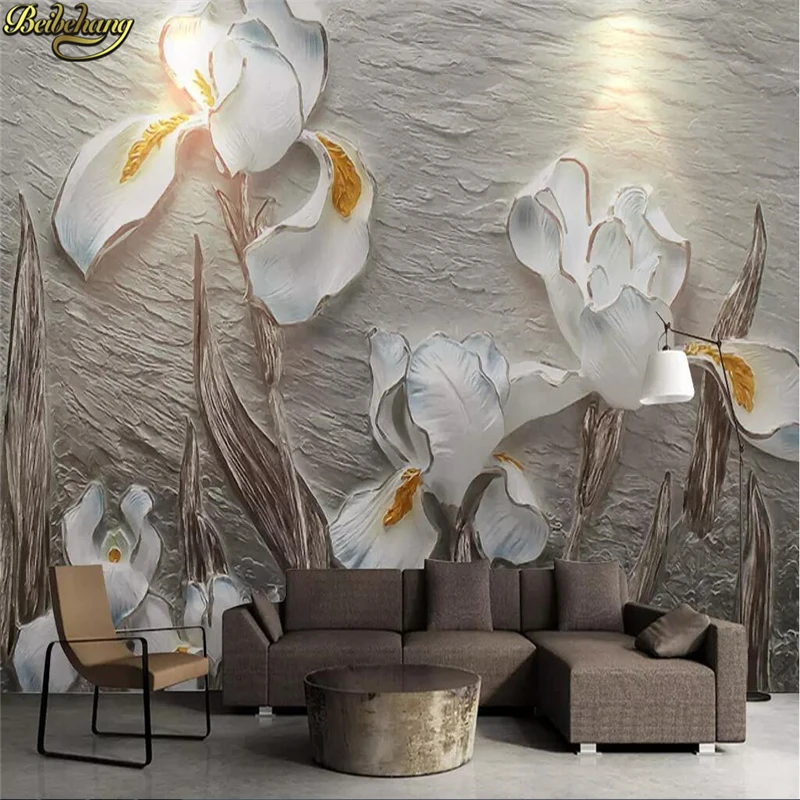 

beibehang Custom photo wallpaper mural 3D resin embossed Phalaenopsis living room wall decoration painting papel de parede