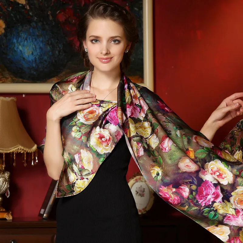 Women Winter Long Scarf Shawl Spring Autumn Female Genuine Silk Scarves Printed Summer 100% Mulberry Silk Beach Cover-ups 2017
Women Winter Long Scarf Shawl Spring Autumn Female Genuine Silk Scarves Printed Summer 100% Mulberry Silk Beach Cover-ups 2017