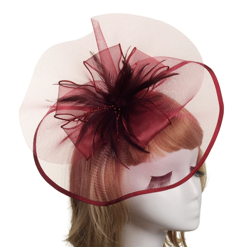 Chapeu Casamento Bridal Hats with Clip Feather Beaded Elegant Headdress Wedding Headwear Fascinators and Hats Wine Red White
Chapeu Casamento Bridal Hats with Clip Feather Beaded Elegant Headdress Wedding Headwear Fascinators and Hats Wine Red White