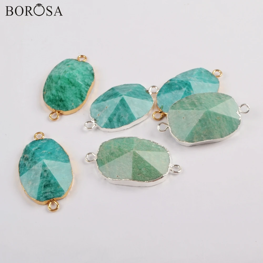 BOROSA 5PCS Fashion Gild Natural Green Blue Amazonite Faceted Connector Natural Amazon Stone Jewelry Findings for Necklace G1811
BOROSA 5PCS Fashion Gild Natural Green Blue Amazonite Faceted Connector Natural Amazon Stone Jewelry Findings for Necklace G1811