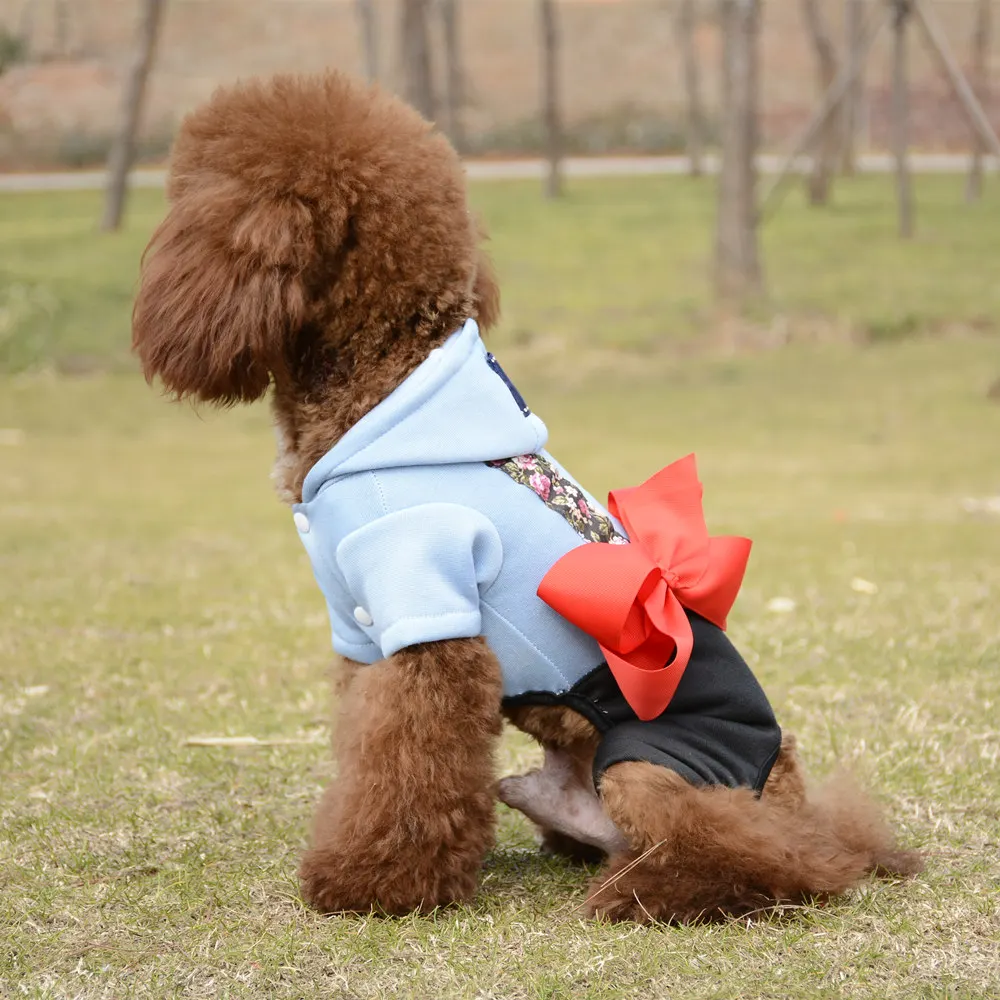 Onewellpet Brand Four-legged Siamese Cotton Sweater With Bowknot And Color Decoration For Teddy and Other Pet Dogs 
Onewellpet Brand Four-legged Siamese Cotton Sweater With Bowknot And Color Decoration For Teddy and Other Pet Dogs