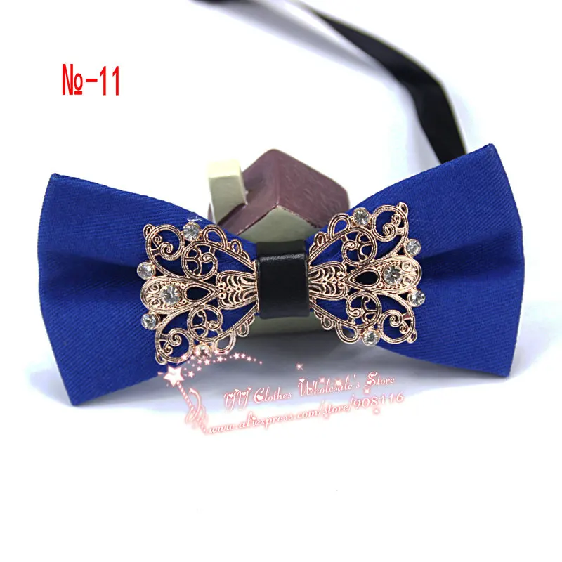 Brand New Diamond Metal Men's Pure solid wedding Cotton Bowtie Neck Leather Bow Ties party luxury Necktie bowties butterfly |