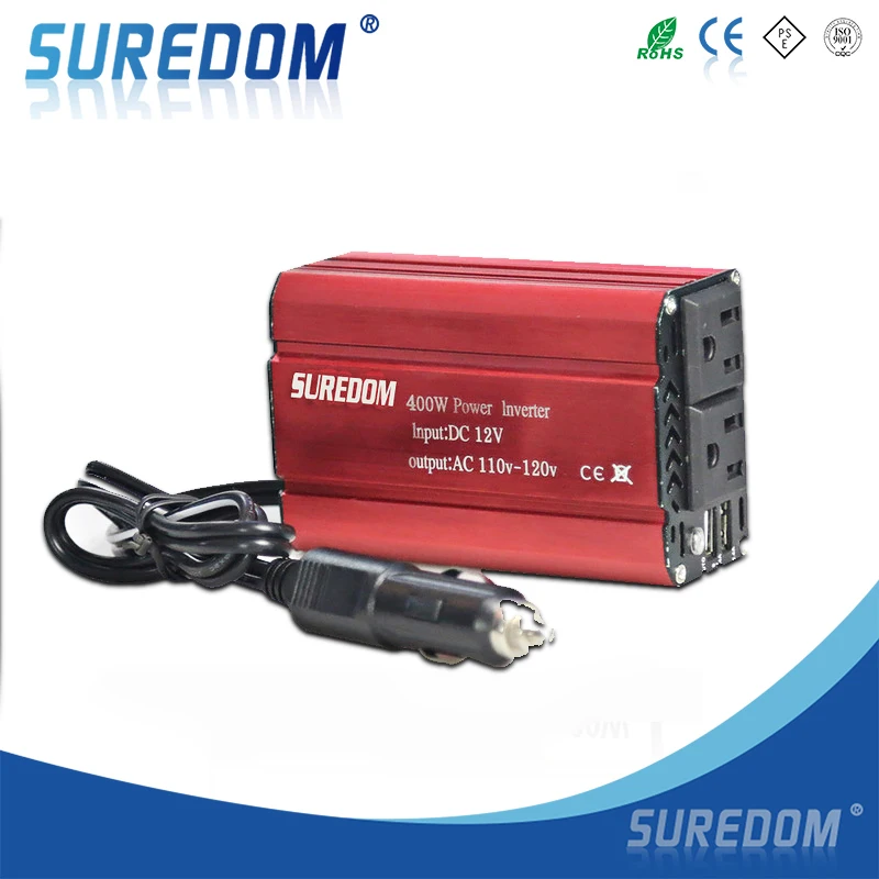 Автомобильный инвертор 400 W автомобиля Мощность конвертер 2 USB + розетки Зарядное