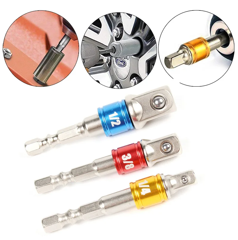 3PCS Chrome Vanadium Steel Socket Adapter Hex Shank to 1/4" 3/8" 1/2" Extension Drill Bits Driver Electrical Drilling Heads
3PCS Chrome Vanadium Steel Socket Adapter Hex Shank to 1/4" 3/8" 1/2" Extension Drill Bits Driver Electrical Drilling Heads